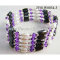 Magnetic Purple Glass Beaded Wrap Bracelets &amp; Collier 36 &quot;